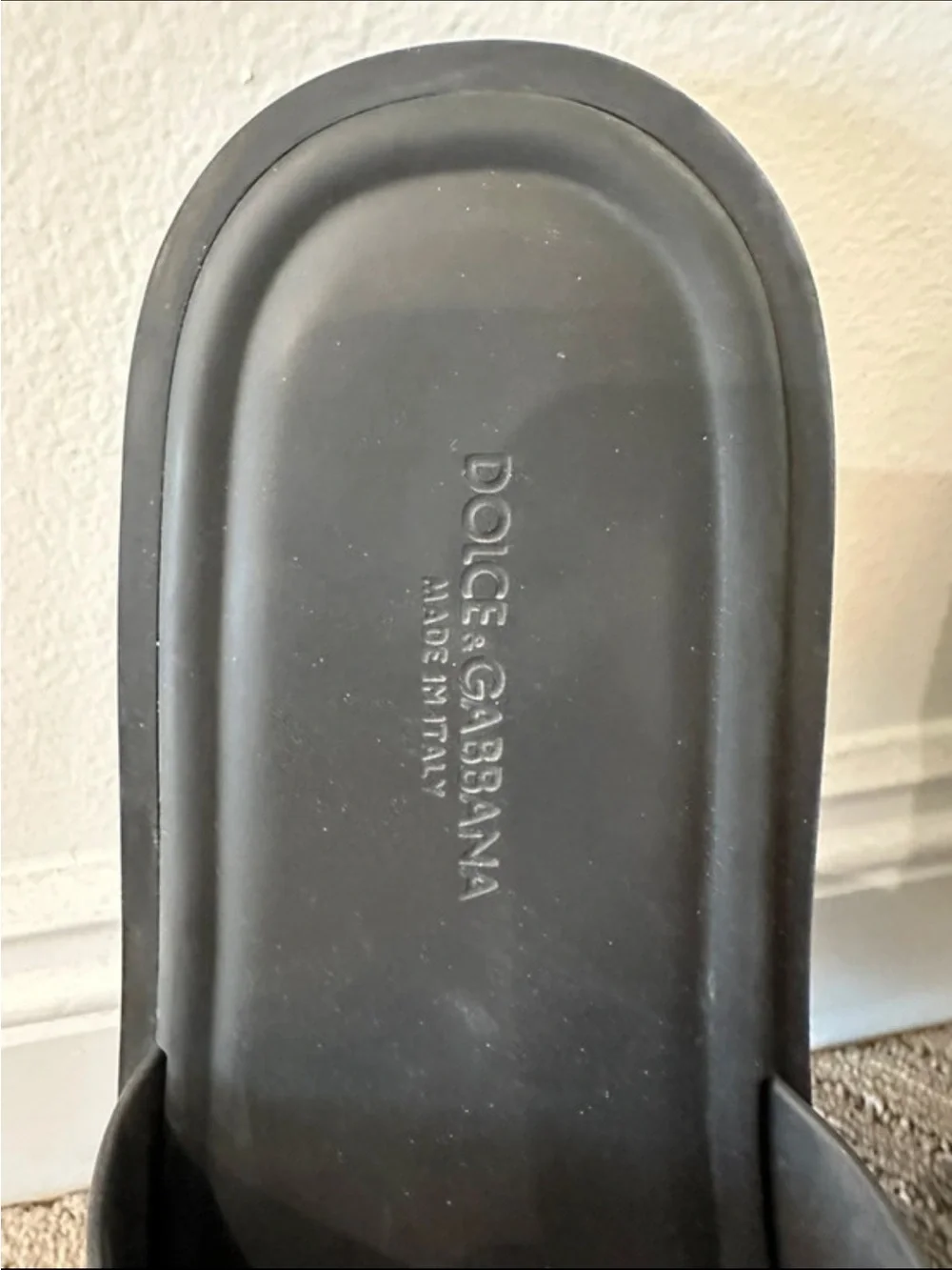Dolce & Gabbana Black Logo Rubber Slide Sandal